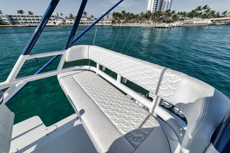 Slide: The Image of 2020 Yellowfin 42 Offshore boat seating with ocean view. - 35