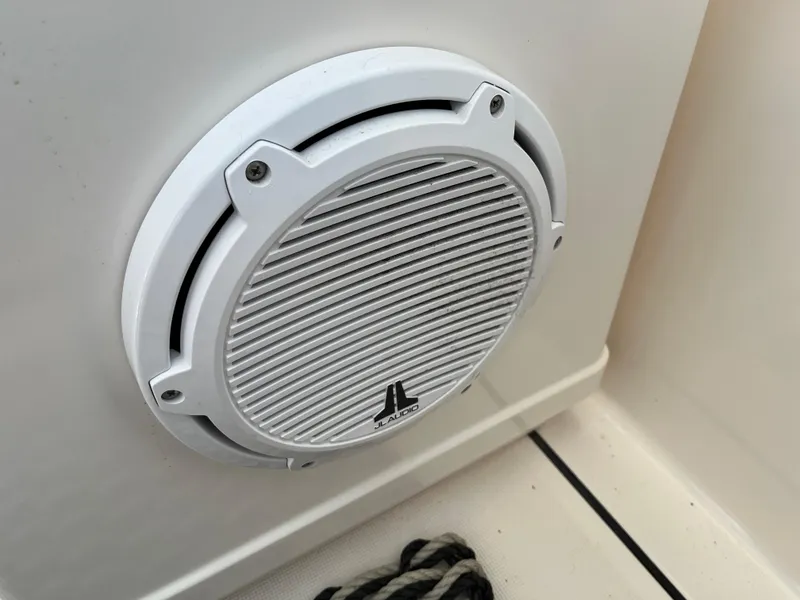 Slide: The Image of White JL Audio speaker on 2001 Tiara Yachts 4100 Open boat interior. - 43