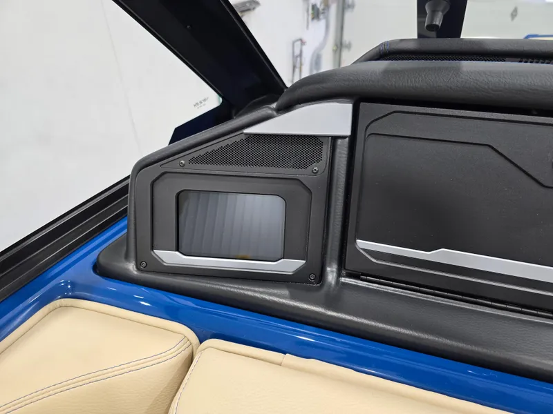 Slide: The Image of 2025 Supra SV interior detail with blue and beige accents, featuring modern dashboard design. - 46