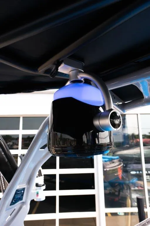 Slide: The Image of 2025 Moomba Max boat speaker with sleek design and modern technology. - 23