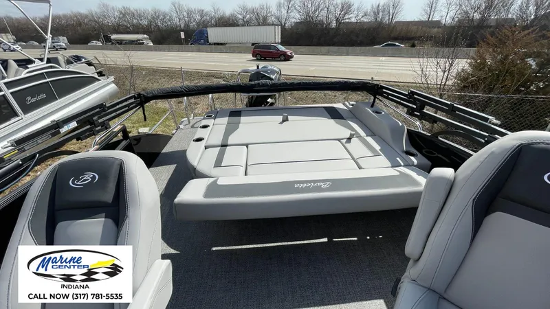 Slide: The Image of 2025 Barletta Aria A24UC pontoon boat interior at Marine Center, Indiana. - 4