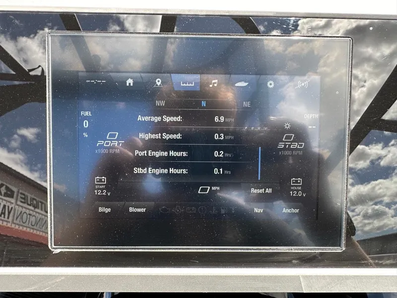 Slide: The Image of 2024 Yamaha AR250 dashboard display showing speed, engine hours, and fuel status. - 14
