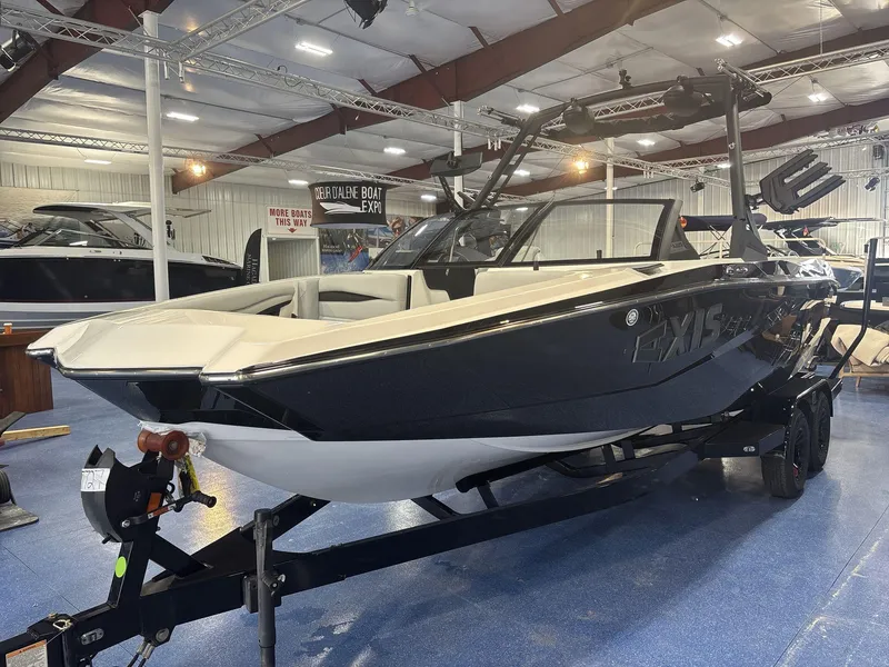 Slide: The Image of 2025 Axis A225 boat displayed at indoor boat expo. - 3