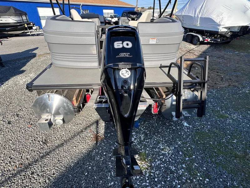 Slide: The Image of 2025 Starcraft GX 20 R DH pontoon boat with Mercury 60 HP outboard motor. - 3