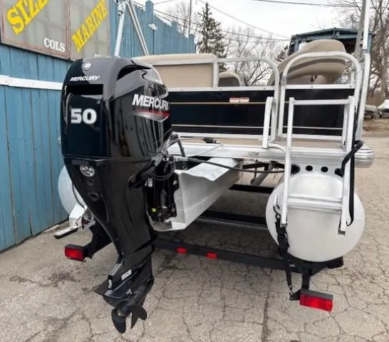 Slide: The Image of 2021 Sun Tracker Bass Buggy 16 XL pontoon boat with Mercury 50 outboard motor. - 4