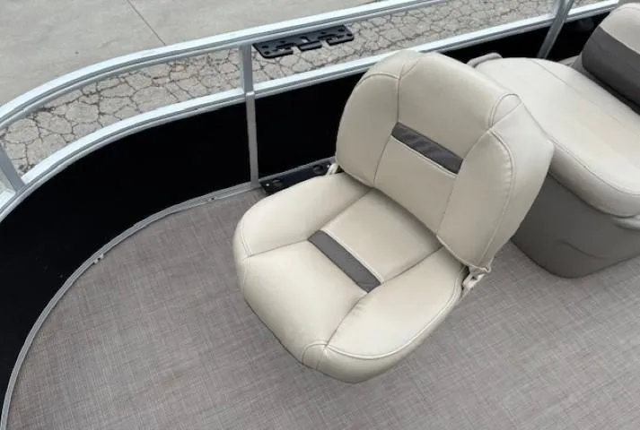 Slide: The Image of 2021 Sun Tracker Bass Buggy 16 XL boat seat, beige upholstery, spacious deck. - 7