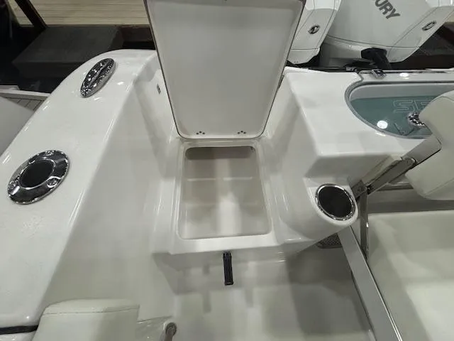 Slide: The Image of 2025 Sea Pro 262 Offshore boat on trailer at Grand Pointe Marina. - 2