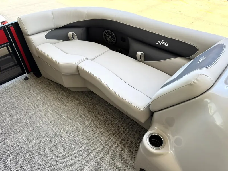 Slide: The Image of Luxurious seating on 2025 Barletta ARIA 22UC pontoon boat, featuring sleek design and comfort. - 28