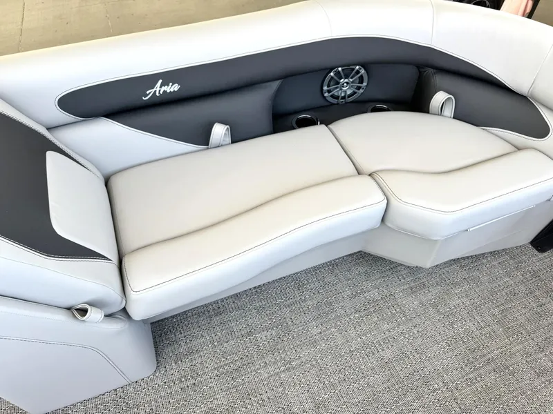 Slide: The Image of Luxurious seating in the 2025 Barletta ARIA 22UC boat, featuring sleek design and premium materials. - 29