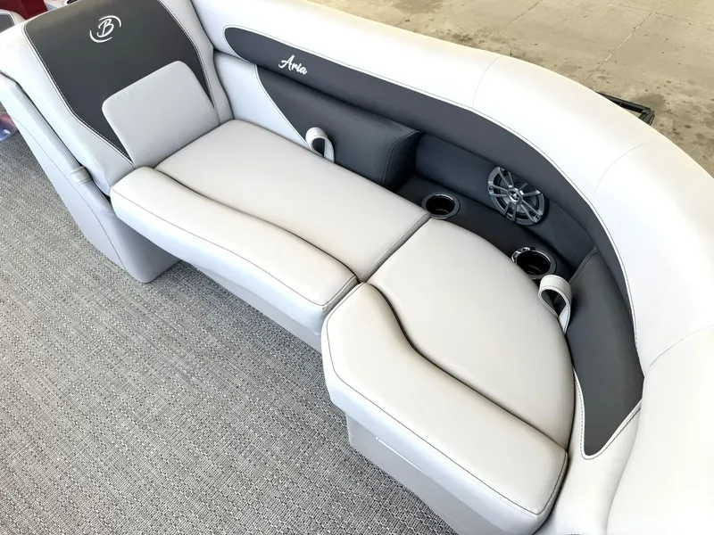 Slide: The Image of 2025 Barletta ARIA 22UC boat seating with cup holders and speaker. - 31