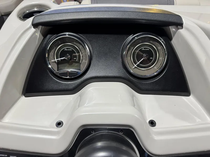 Slide: The Image of Dashboard of 2025 Barletta Cabrio 22UC with RPM and MPH gauges. - 28
