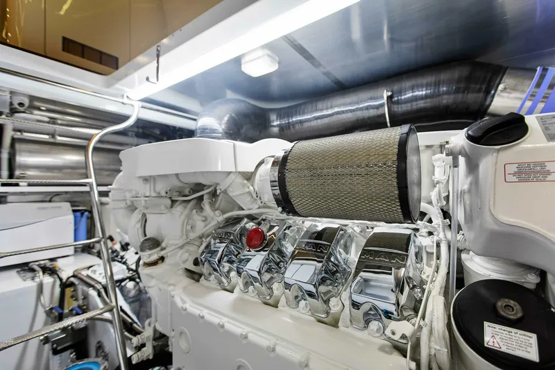 Slide: The Image of Engine room of 2021 Custom Valder Yachts Powercat, showcasing advanced machinery and components. - 24