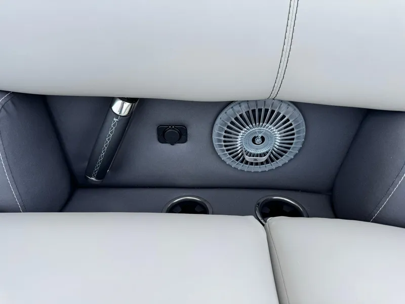 Slide: The Image of Barletta Lusso 23UC 2025 interior with cup holders and fan detail. - 30