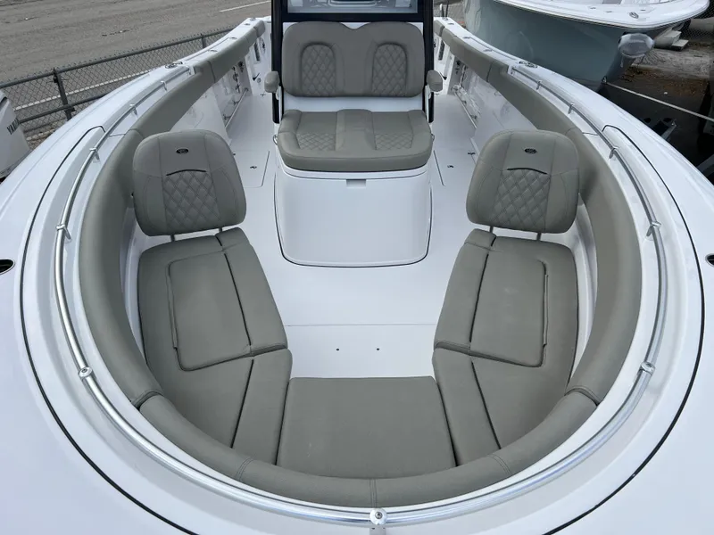 Slide: The Image of 2025 Sportsman Open 322 Center Console boat with spacious seating and modern design. - 20