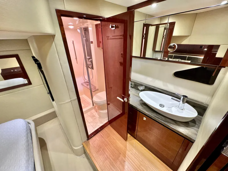 Slide: The Image of Luxurious bathroom interior of 2014 Sea Ray 510 Sundancer yacht with modern fixtures. - 46
