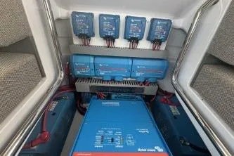 Slide: The Image of Electrical system of 2024 Axopar 37 XC Cross Cabin boat, featuring advanced components. - 14