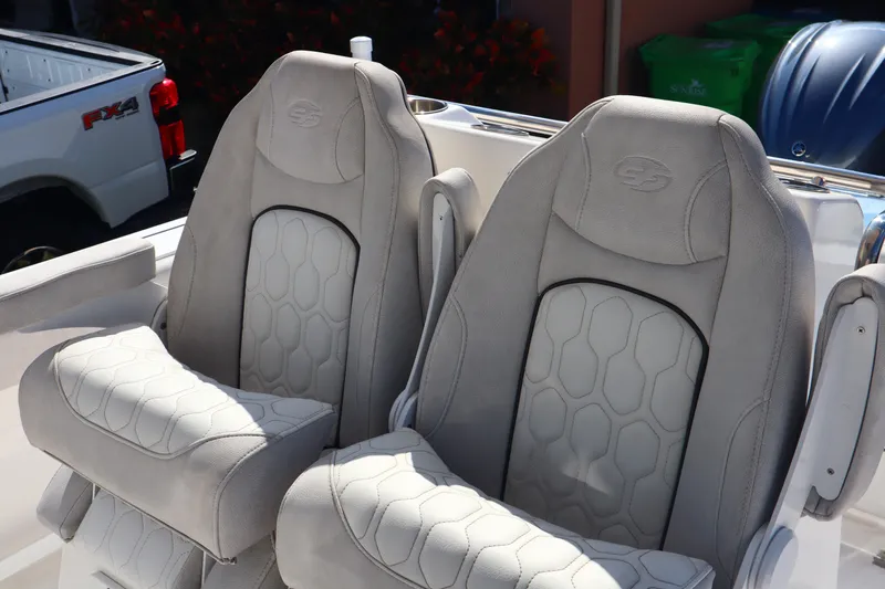 Slide: The Image of 2022 Sea Fox 288 Commander boat seats with textured upholstery. - 25