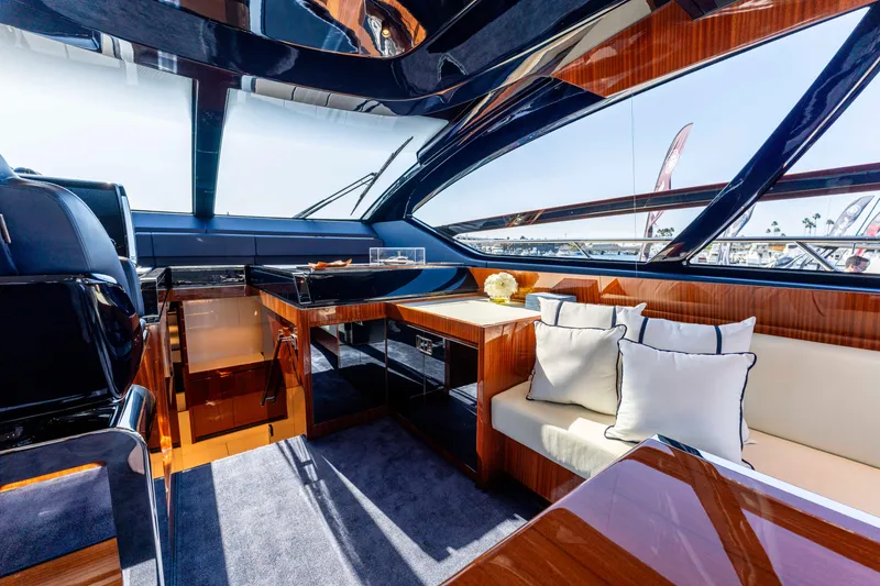 Slide: The Image of Luxurious interior of 2024 Riva 66' Ribelle yacht with elegant seating and modern design. - 22