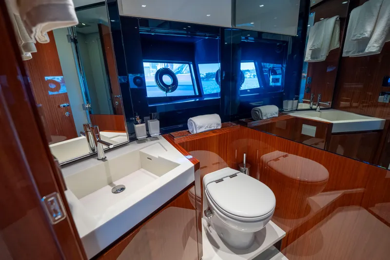 Slide: The Image of Luxurious bathroom interior of 2024 Riva 66' Ribelle yacht with modern fixtures. - 33