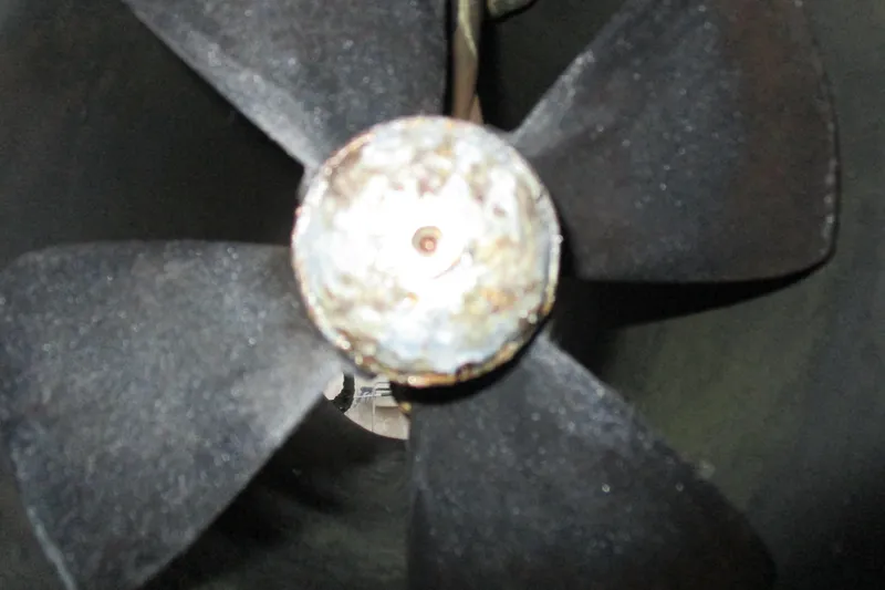 Slide: The Image of Close-up of a bow thruster propeller from a 1999 Bayliner 4788 Pilot House Motoryacht. - 3