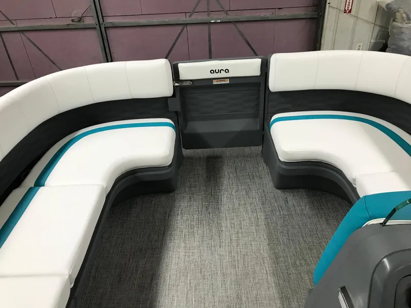 Slide: The Image of Steering console of 2025 Avalon AURA boat with modern controls and gauges. - 16