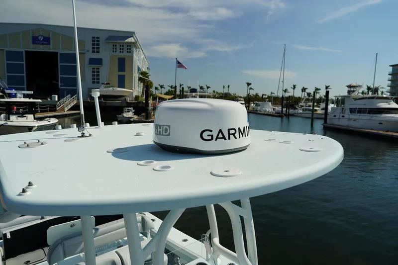 Slide: The Image of 2020 Yellowfin 26 Hybrid boat with Garmin radar at marina. - 36