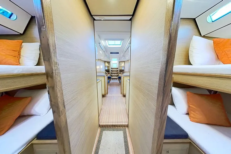 Slide: The Image of Luxurious interior of 2024 Kufner 54 yacht with cozy bunk beds and modern design. - 34