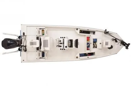 Slide: The Image of 2022 G3 Bay 22 GX boat, top view, showcasing seating and storage layout. - 27