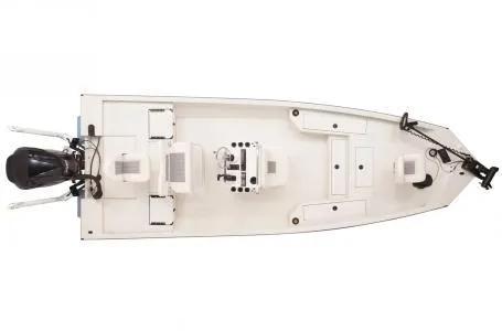 Slide: The Image of 2022 G3 Bay 22 GX boat, top view, showcasing seating and motor layout. - 5