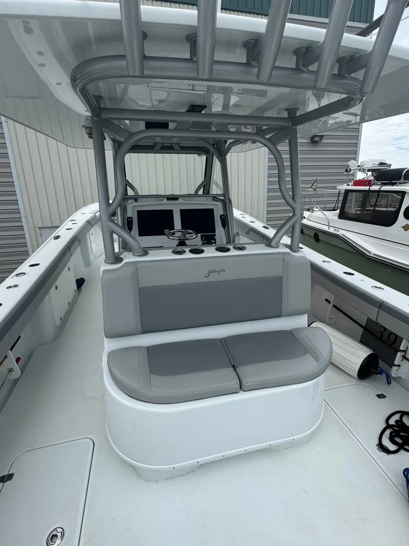 Slide: The Image of 2017 Yellowfin 39 Offshore boat with dual console seating and modern navigation equipment. - 20