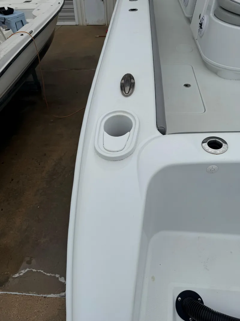 Slide: The Image of 2017 Yellowfin 39 Offshore boat deck with cup holder and fittings. - 21