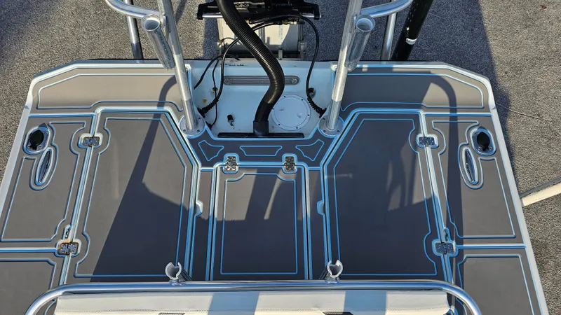 Slide: The Image of Talon F-20 1992 boat deck with modern design and blue accents. - 8