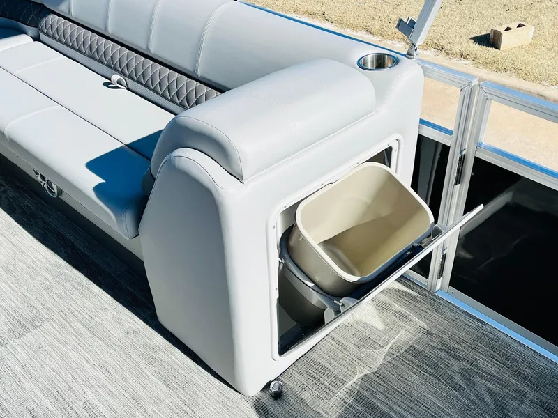 Slide: The Image of 2025 Ranger Reata 223C boat seat with built-in storage compartment. - 25