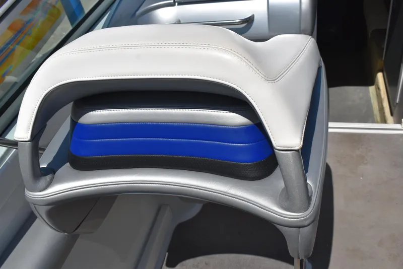 Slide: The Image of 2008 Formula 353 FASTech boat seat with blue and gray upholstery. - 16