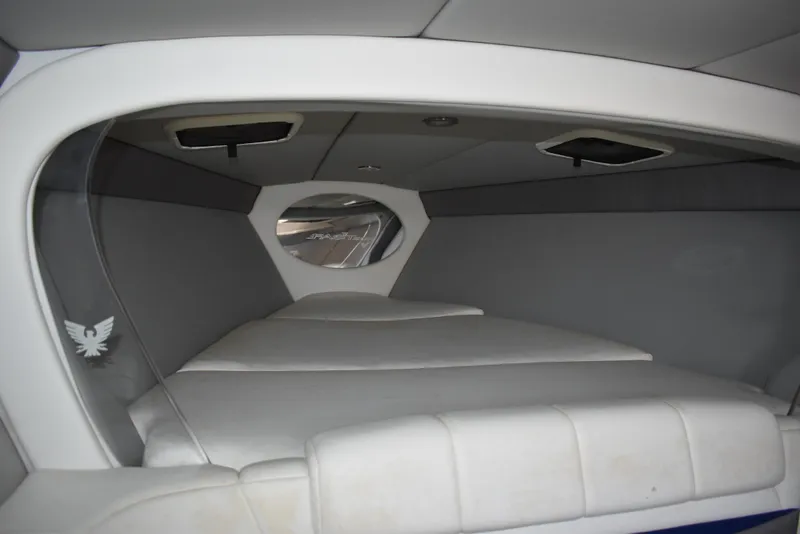 Slide: The Image of 2008 Formula 353 FASTech cabin interior with cushioned sleeping area and modern design. - 36