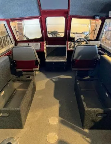 Slide: The Image of 2019 Thunder Jet 185 Explorer boat interior with dashboard and steering wheel. - 6