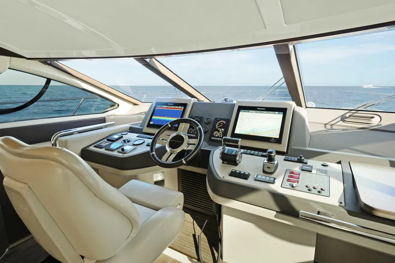Slide: The Image of Cockpit of 2017 Azimut 60 Flybridge yacht with modern navigation equipment. - 16