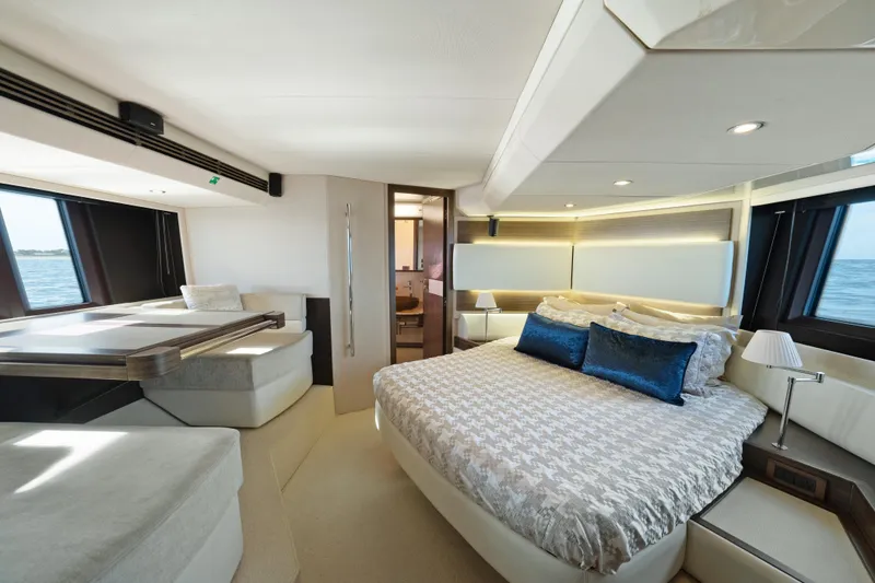 Slide: The Image of Luxurious interior of 2017 Azimut 60 Flybridge yacht with elegant bedroom design. - 20