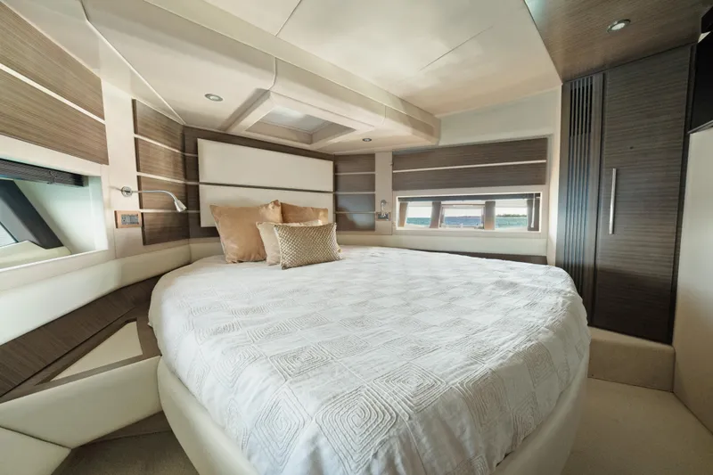 Slide: The Image of Luxurious bedroom interior of 2017 Azimut 60 Flybridge yacht with modern design. - 25