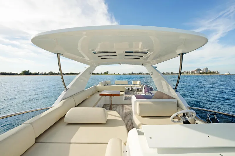 Slide: The Image of Luxurious 2017 Azimut 60 Flybridge yacht with spacious deck and ocean view. - 31