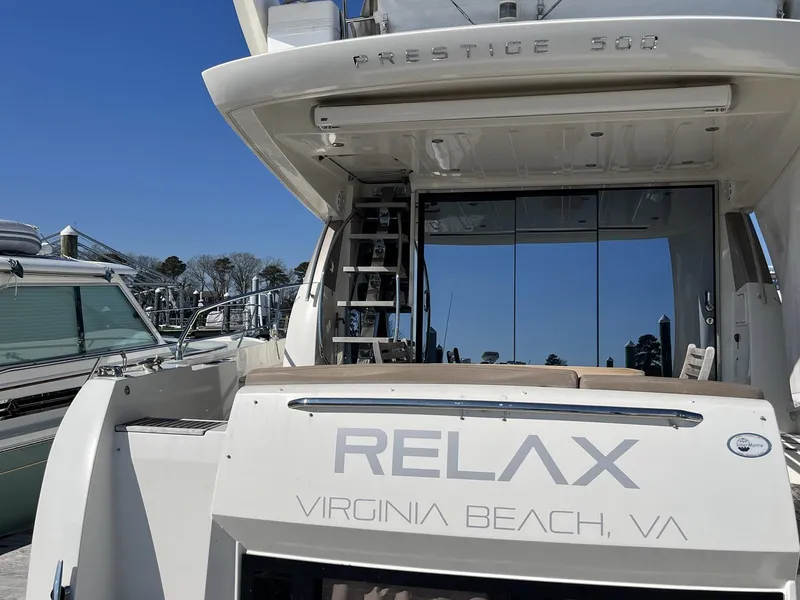 Slide: The Image of 2015 Prestige 500 yacht named "Relax" docked in Virginia Beach, VA. - 5