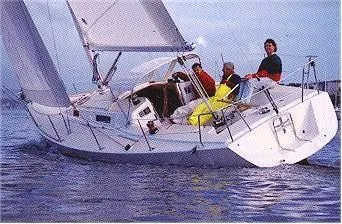 Slide: The Image of Sailing on a 2000 J Boats J/105 yacht with crew on deck. - 1