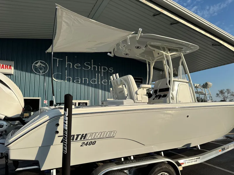 Slide: The Image of 2025 Pathfinder 2400 Open boat displayed at The Ships Chandler dealership. - 28