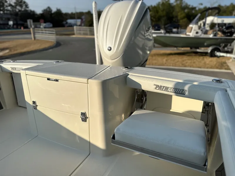 Slide: The Image of 2025 Pathfinder 2400 Open boat interior with seating and storage compartments. - 32