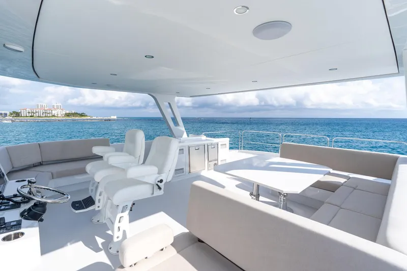 Slide: The Image of Luxurious 2025 Two Oceans 555-008 yacht deck with ocean view and modern seating. - 38