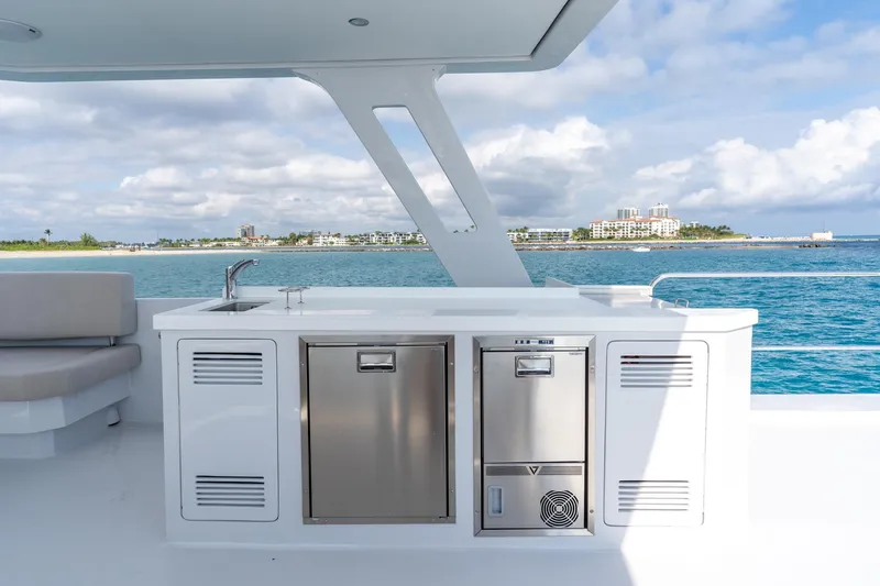 Slide: The Image of Luxury yacht deck with modern kitchenette, Two Oceans 555 - 008, 2025 model, ocean view. - 42