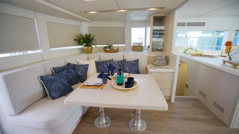 Slide: The Image of Luxurious Two Oceans 555 - 008 yacht deck with dining area, ocean view, 2025 model. - 7