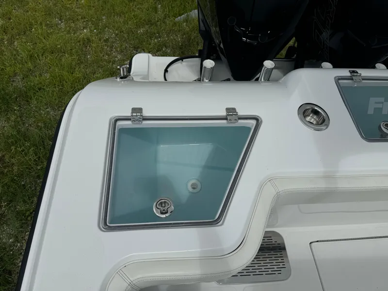 Slide: The Image of 2023 Front Runner 36 Center Console boat with livewell and seating detail. - 8