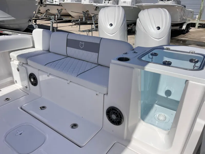 Slide: The Image of 2025 Sea Fox 268 Commander boat interior with seating and storage features. - 34