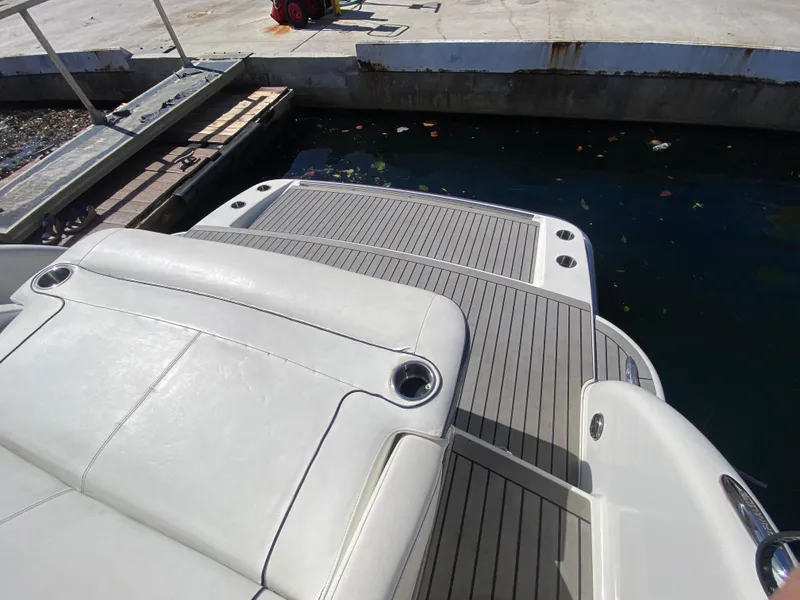 Slide: The Image of 2016 Formula 350 Crossover Bowrider, rear deck view at dockside. - 6